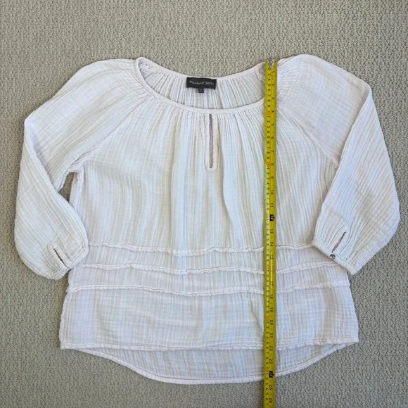 Michael Stars Double Gauze Keyhole Top Bloom Pink Boho Peasant Blouse Medium - Picture 7 of 16